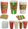 4E’s Novelty Christmas Paper Cups 16 oz with Lids, Sleeves & Napkins – 12-Pack Holiday Cups